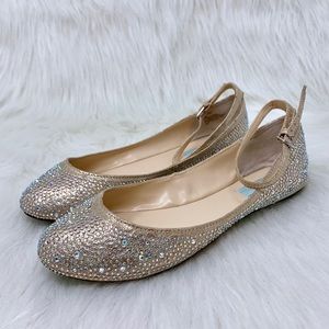 Betsey Johnson Blue JOY Jewel Ankle Strap Flat 8